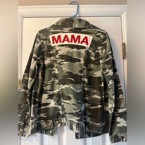 Ingrid & Isabel Camouflage Jean Jacket with Red 'MAMA' Patch